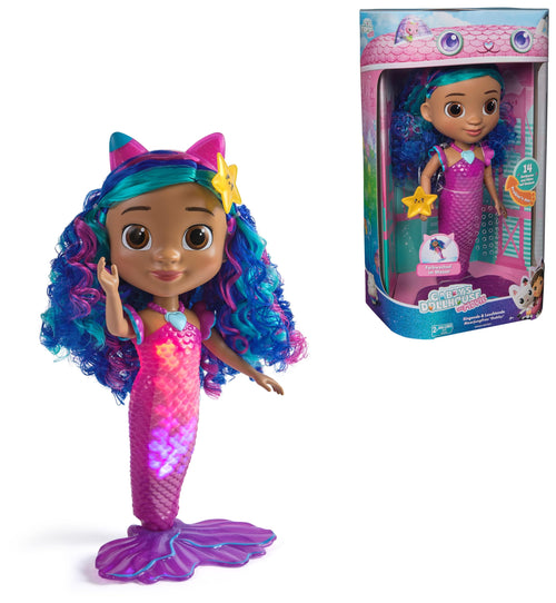 Gabby's Dollhouse Sing & Shine Meerjungfrau Gabby Puppe mit Sound, bunte Meerjungfrauenflosse und Seestern-Zubehör