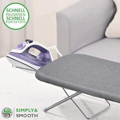 SimplySmooth Tischbügelbrett klappbar mit Bügeleisenablage 77x30 cm