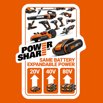 WORX WG801E.3 Akku-Grasschere & Strauchschneider 20V mit Teleskopstiel