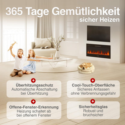 KAMINIO Elektrokamin Marlon 3-in-1 Elektro-Heizkamin 3D Flamme 36 Zoll