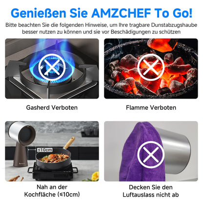 AMZCHEF Mobile Dunstabzugshaube – Tragbare Abzugshaube Braun