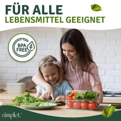 SimpleU Kühlschrank Organizer 6er Set mit 16 Aufklebern, BPA-frei