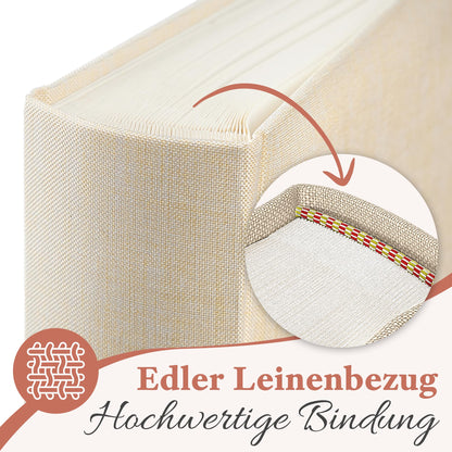 Zeitloos Fotoalbum zum Einkleben, Leinen Beige, 100 Seiten