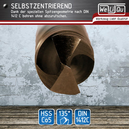 WeLiQu Metallbohrer-Set HSS-E Cobalt M35, 19-teilig, 1-10 mm