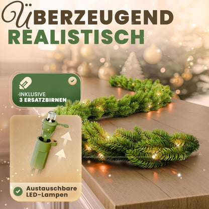 ArtiTree Weihnachtsgirlande Naturgetreue LED Tannengirlande 270cm Grün
