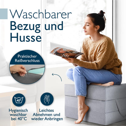 Beautissu Premium XL Klappmatratze Gästebett Visco 90x200cm Grau