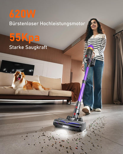 TVTAU T10 Pro Akku-Staubsauger kabellos, 55000 Pa, beutellos, Violett