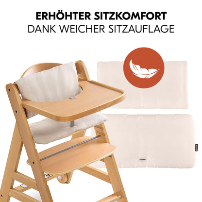hauck Alpha Move Newborn Set Deluxe Holz Hochstuhl Natur Sand Beige