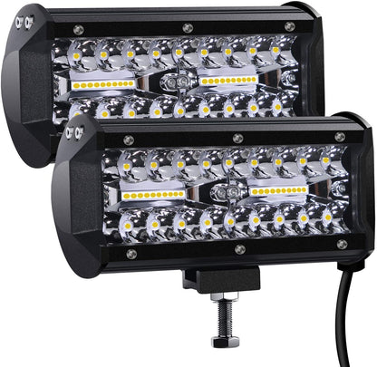Kraumi LED Arbeitsscheinwerfer 7 Zoll 240W Zusatzscheinwerfer 2 Stück mit Aluminiumgehäuse und Lexan-Linse