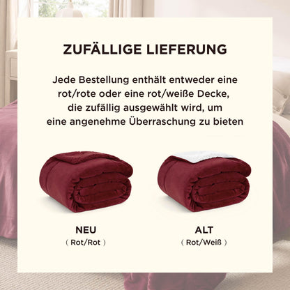 BEDSURE Kuscheldecke Sherpa 220x240 cm Rot – flauschige Wohndecke