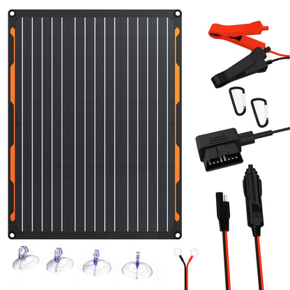 FlexSolar TC20 Solar Batterieladegerät 12V 20W Solarmodul IP67, monokristallin, mit SAE-Anschlusskabel