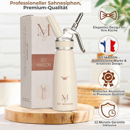 SO'Maison Sahnespender 500 ml Sahnesiphon Aluminium Creme