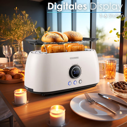 Steinborg Langschlitztoaster SB-2214 mit Brötchenaufsatz, 4 Scheiben