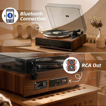 1 by ONE Plattenspieler mit Bluetooth und eingebauten Lautsprechern