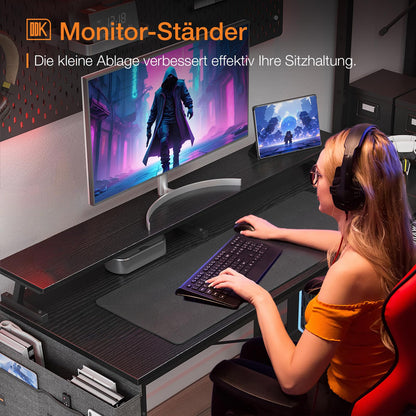 ODK Gaming Tisch L-Form Eckschreibtisch - Schwarz 120x80cm