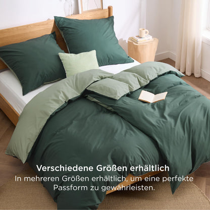 Bedsure Wendebettwäsche 135x200 Baumwolle 4teilig Salbeigrün