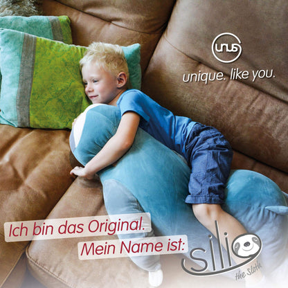 UNUS Faultier Kuscheltier Seitenschläferkissen – 100 cm Türkis