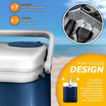 tillvex Kühlbox elektrisch 32L - 230V/12V, Kühl-/Wärmefunktion - Blau