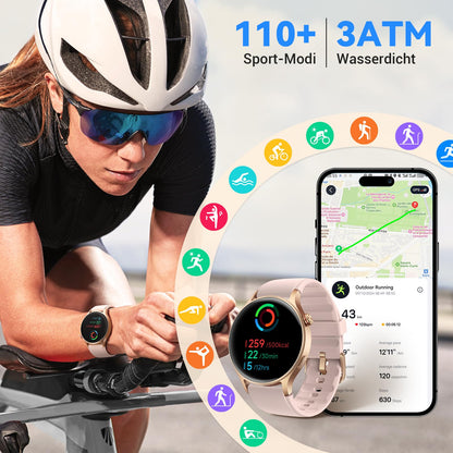 Fitpolo AR01 Smartwatch mit Telefonfunktion, AMOLED Display, Rosa