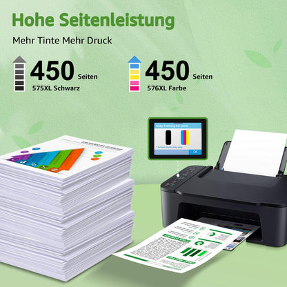 GREENSKY 575XL 576XL Tintenpatronen für Canon PIXMA, Schwarz und Farbe