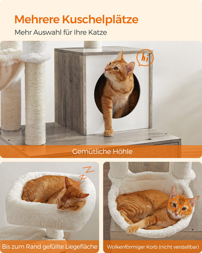 Feandrea Kratzbaum mit Katzenklo-Schrank - PCT113G01 Greige