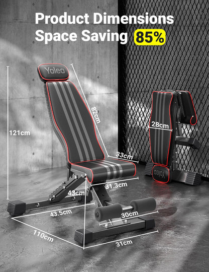 YOLEO Multifunktions-Hantelbank Klappbar 300kg Schrägbank