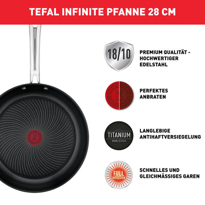 Tefal Infinite Bratpfanne 28 cm, Edelstahl, mit Antihaftversiegelung