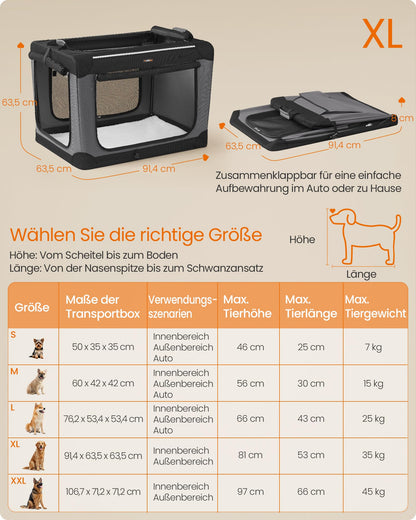 Feandrea Hundebox faltbar, Transportbox für grosse Hunde, schwarz