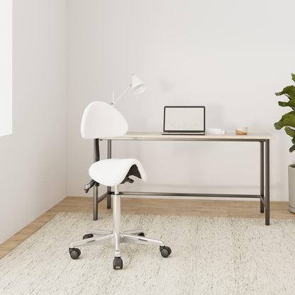 hjh OFFICE TOP Work 20 PU Sattelhocker mit Lehne Weiss