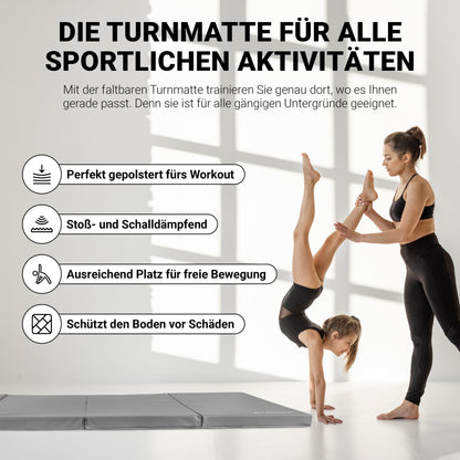 MSPORTS Premium Weichboden Turnmatte klappbar Grau 190x80x5 cm