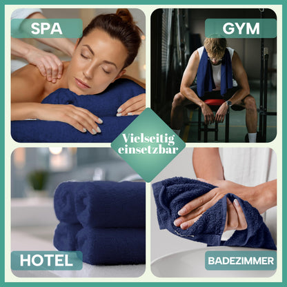 NatureMark Handtücher 8er Set Navyblau 100% Baumwolle 50x100 cm