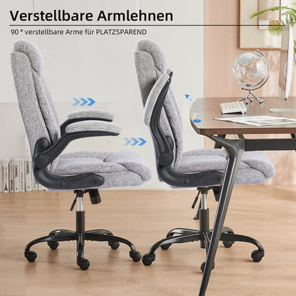 MZLEE Ergonomischer Bürostuhl Drehstuhl - Grauer Stoff