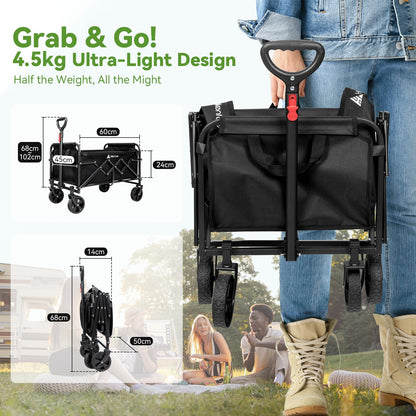 HIKENTURE Bollerwagen Faltbar – 65L, 100kg, 4.9kg Leichtgewicht