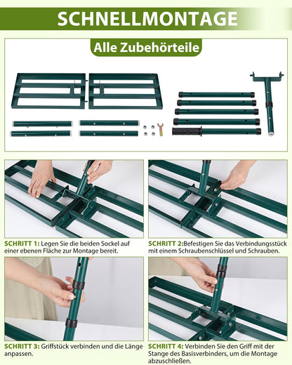 TITECK Rasenrechen Nivellierrechen 76x25 cm mit 198 cm Stiel