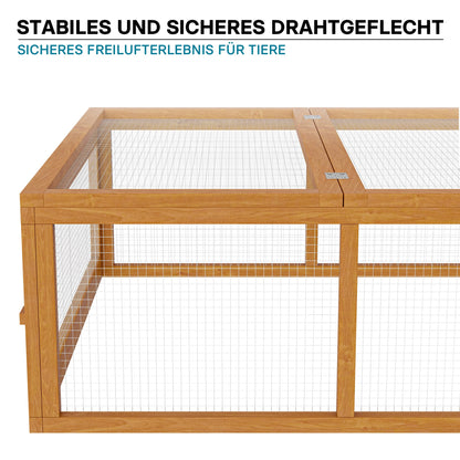 Wiltec XXL Freilaufgehege Holz Kaninchen Hasen - 180x90x48cm