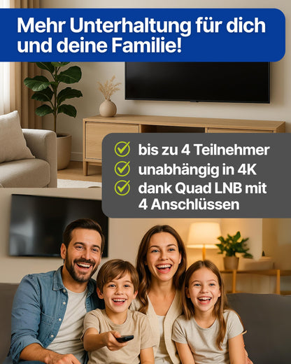 SCHWAIGER 80cm Stahl Offset Satellitenschüssel - Anthrazit Komplettset