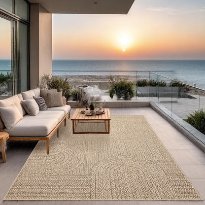 the carpet Kansas Outdoor Teppich Jute-Look Nature 160 x 230 cm – strukturiertes Flachgewebe in Naturfarbe