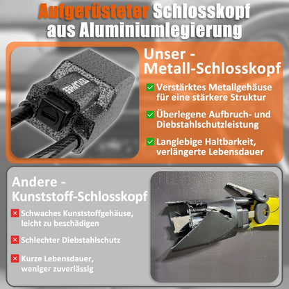 Tevlaphee Lenkradkralle für Auto mit Metallkopf und 3 Schlüsseln, Rot