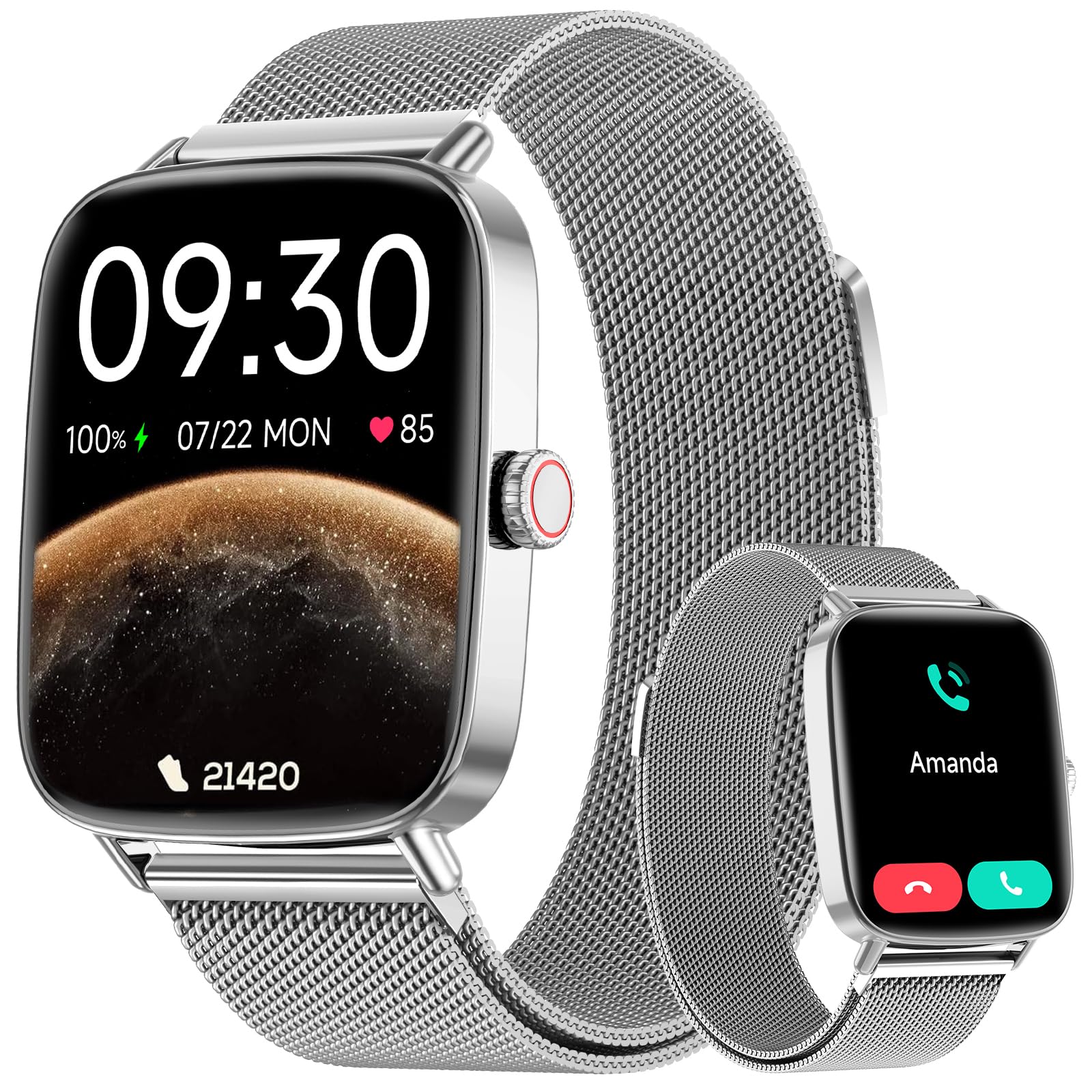 Fitpolo Smartwatch Fitnessuhr mit Telefonfunktion, 1,85 Zoll, IP68 – HD-Display für Sport und Alltag