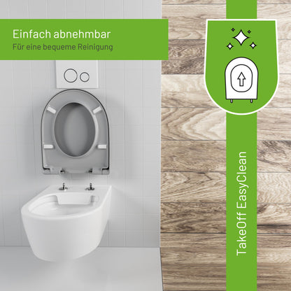 LUVETT® Toilettendeckel D-Form mit Absenkautomatik - Manhattan Grau