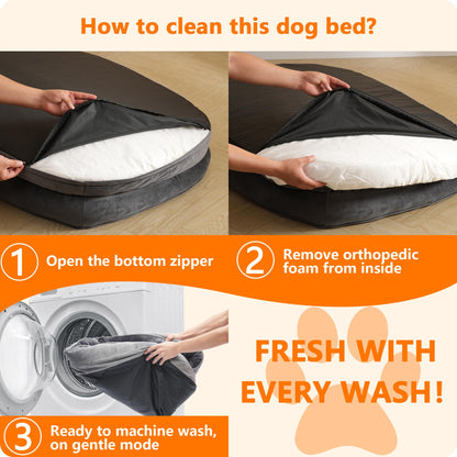 HMTOPE Orthopädisches Hundebett für grosse Hunde – 122x90cm, Dunkelgrau