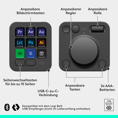 Logitech MX Creative Console Programmierfeld – Graphit