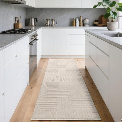 Enyhom Teppichläufer Flur rutschfest waschbar, Beige, 80x200 cm