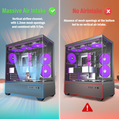 KEDIERS G800-B50F ATX PC Gehäuse – Glas, ARGB, Schwarz