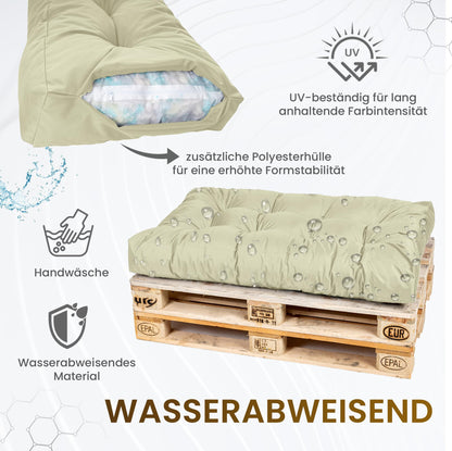 TexDeko® Garden Palettenkissen Sitzkissen 120x80cm - 2er Set Sand