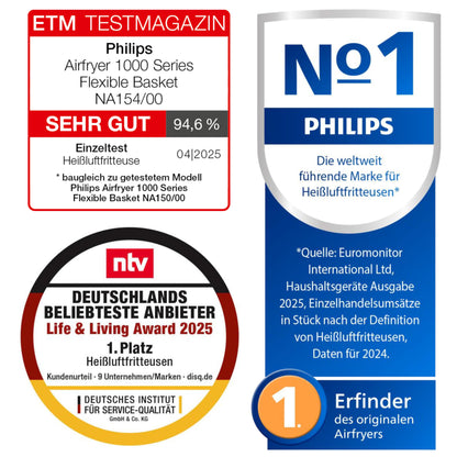 Philips Airfryer 1000 Series Flexible Basket - 7.1L Schwarz NA154/00