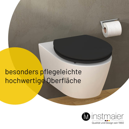 instmaier Gaia WC Sitz MDF Schwarz - Oval, Absenkautomatik