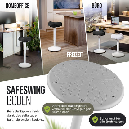 Vina Home SH-01 Ergonomischer Bürohocker IGR zertifiziert – Schwarz