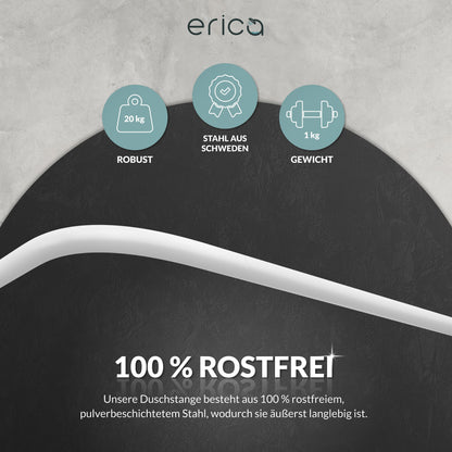 Erica Duschvorhangstange L-Form – Weiss, 70x90cm, Ohne Bohren