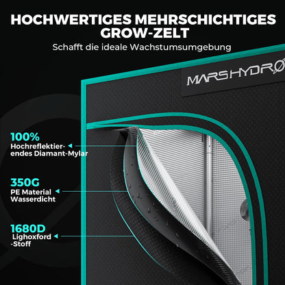 Mars Hydro Smart Growzelt Komplettset FC1500 80x80x160cm App Steuerung